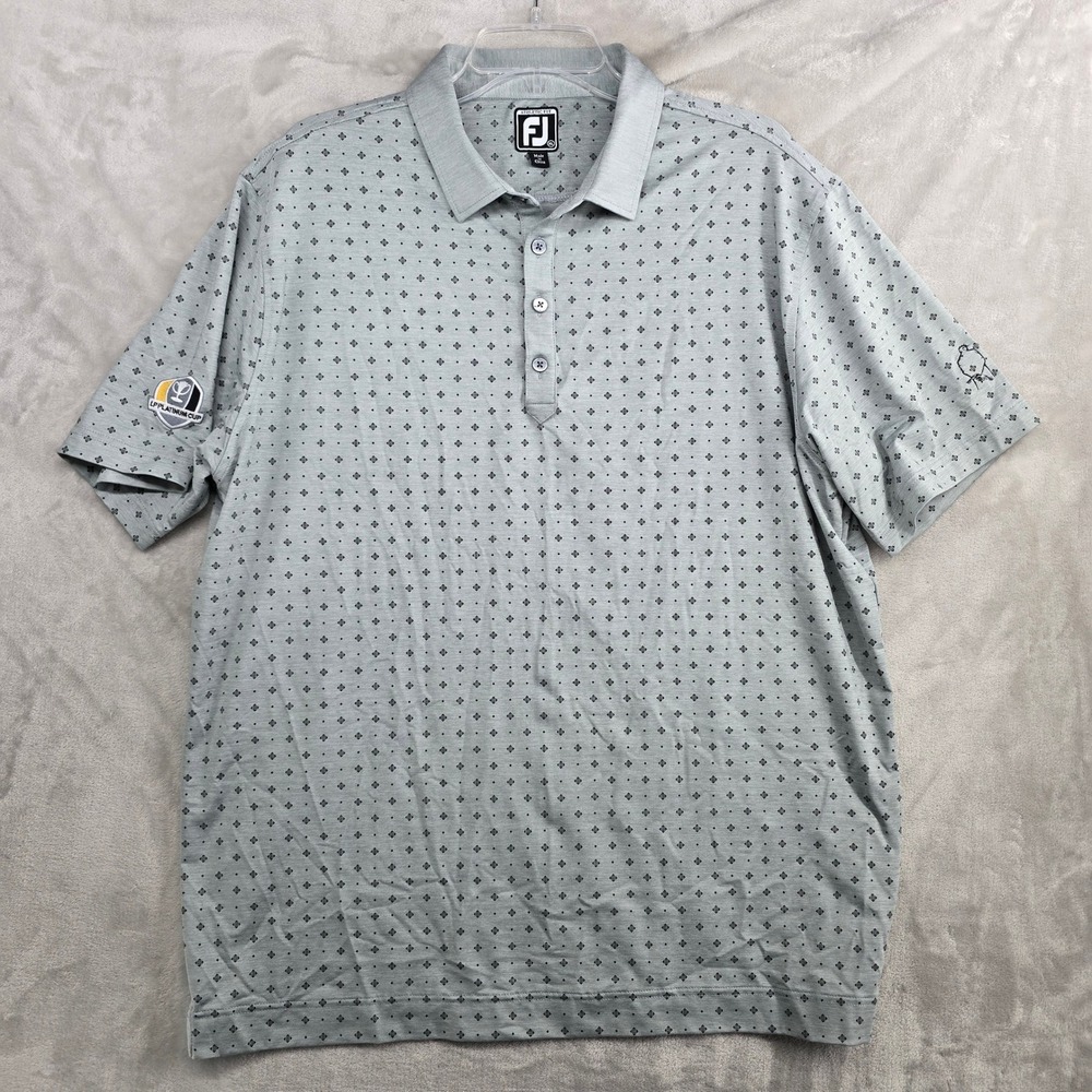 Footjoy FJ Athletic Fit Mens Golf Polo Shirt Gray‎ Diamond Pattern XL